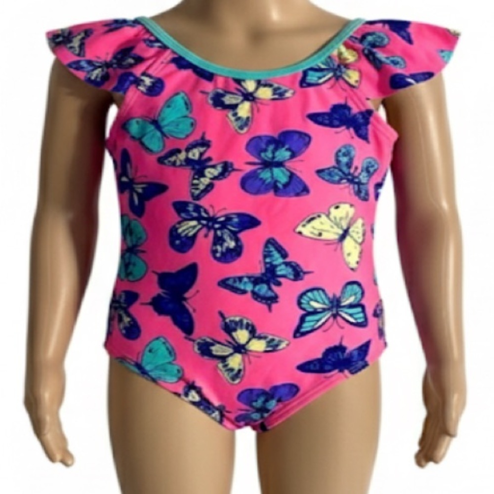 Wave Zone Swim Suit, One piece, Sz 24M, Butterflies, Pastel, Like new, Girly - Picture 2 of 11